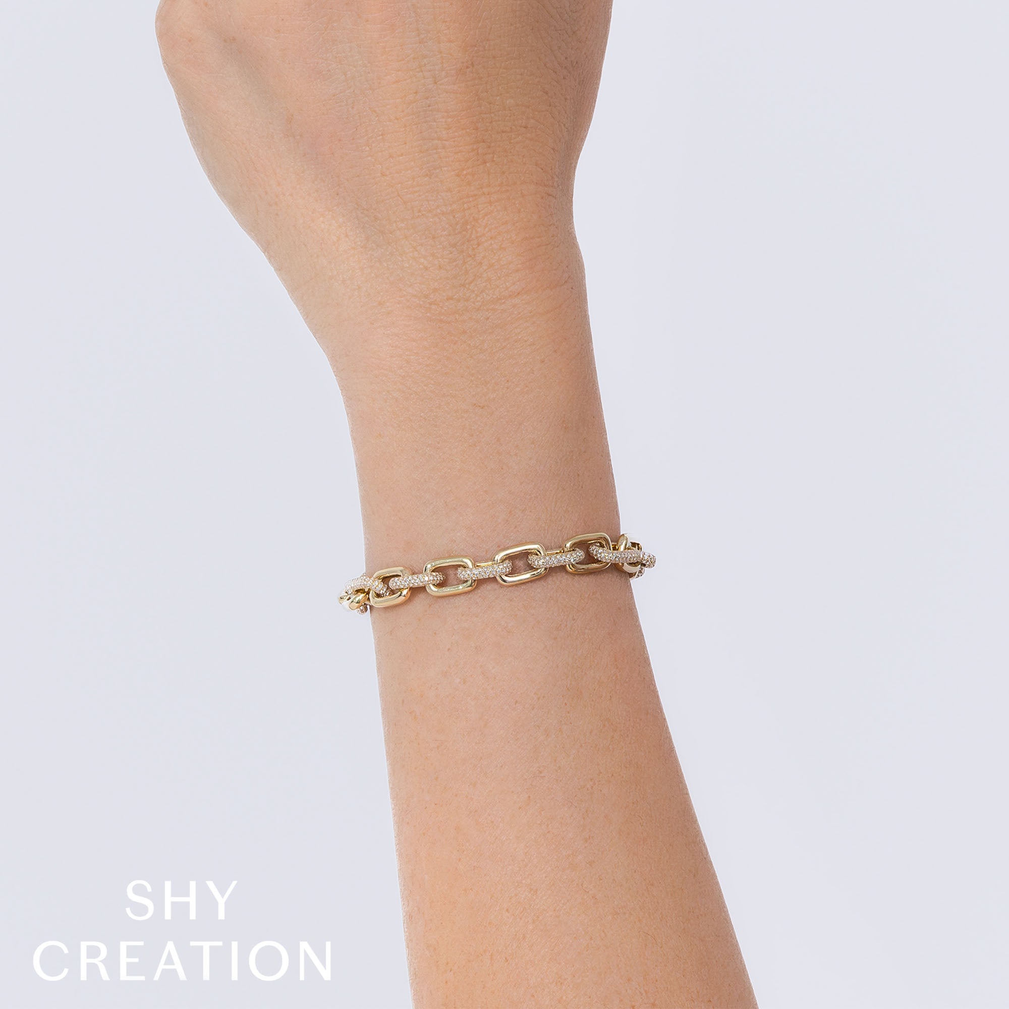 3.67CT 14K W/G DIAMOND PAVE PAPER CLIP LINK BRACELET