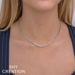 4.73CT 14K Y/G DIAMOND CROWN SETTING TENNIS NECKLACE