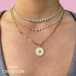 6.75CT 14K Y/G DIAMOND CROWN SETTING TENNIS NECKLACE