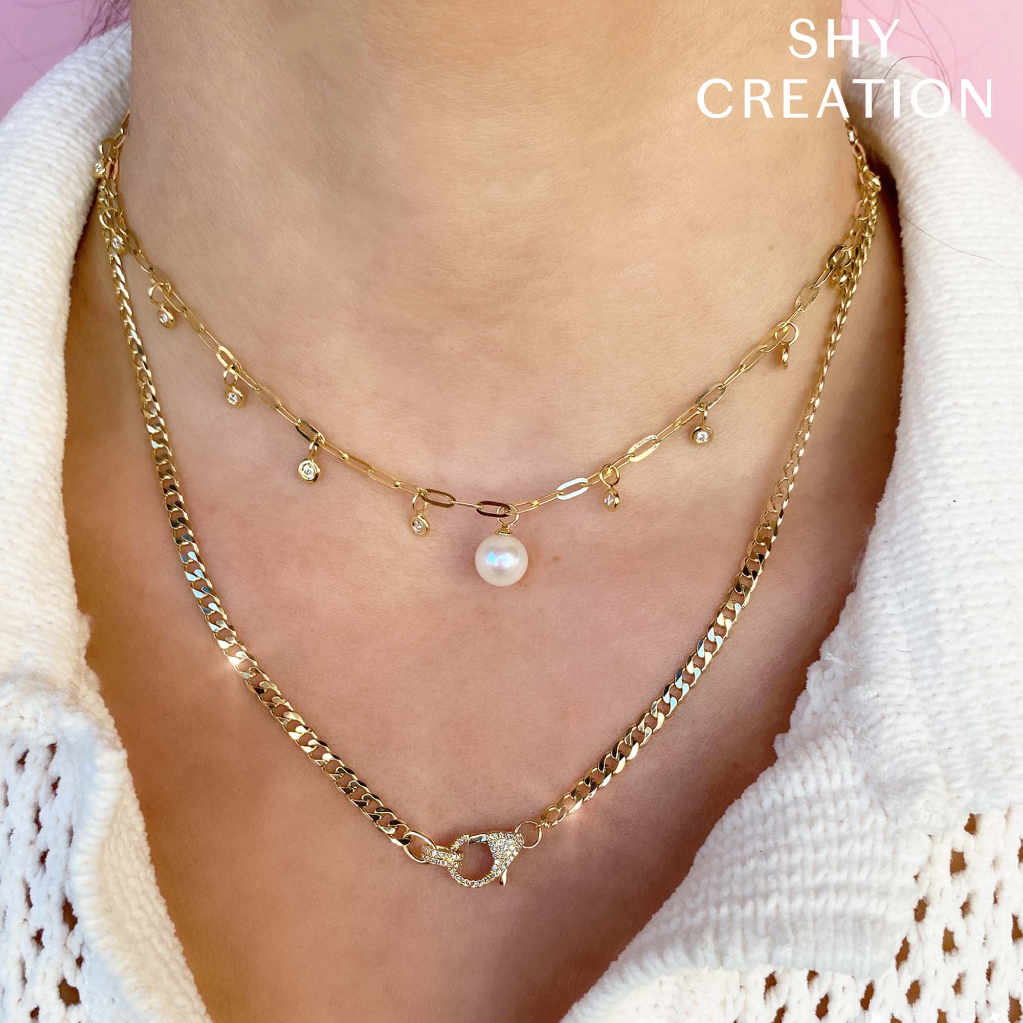 0.27CT 14K Y/G DIAMOND LINK NECKLACE