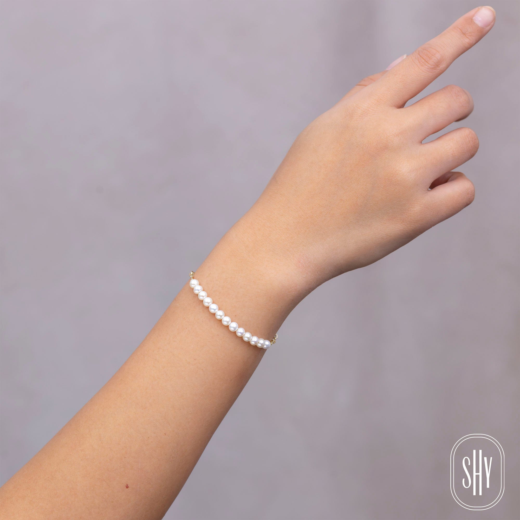 14K Y/G CULTURED PEARL PAPER CLIP LINK BRACELET