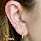 0.15CT 14K Y/G DIAMOND BUTTERFLY STUD EARRING