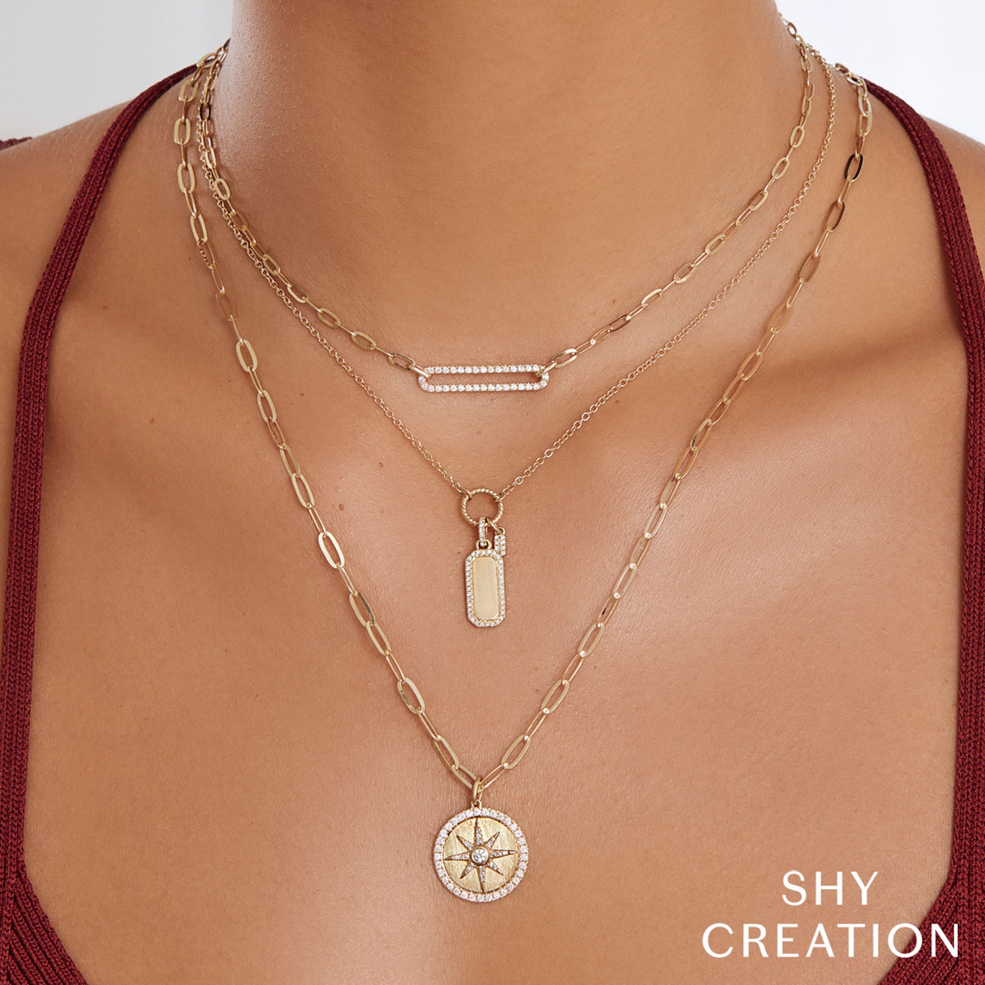 0.13CT 14K Y/G DIAMOND DOG TAG MATTE NECKLACE