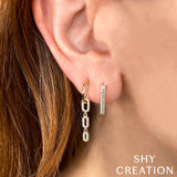 0.27CT 14K Y/G DIAMOND RECTANGLE HOOP EARRING