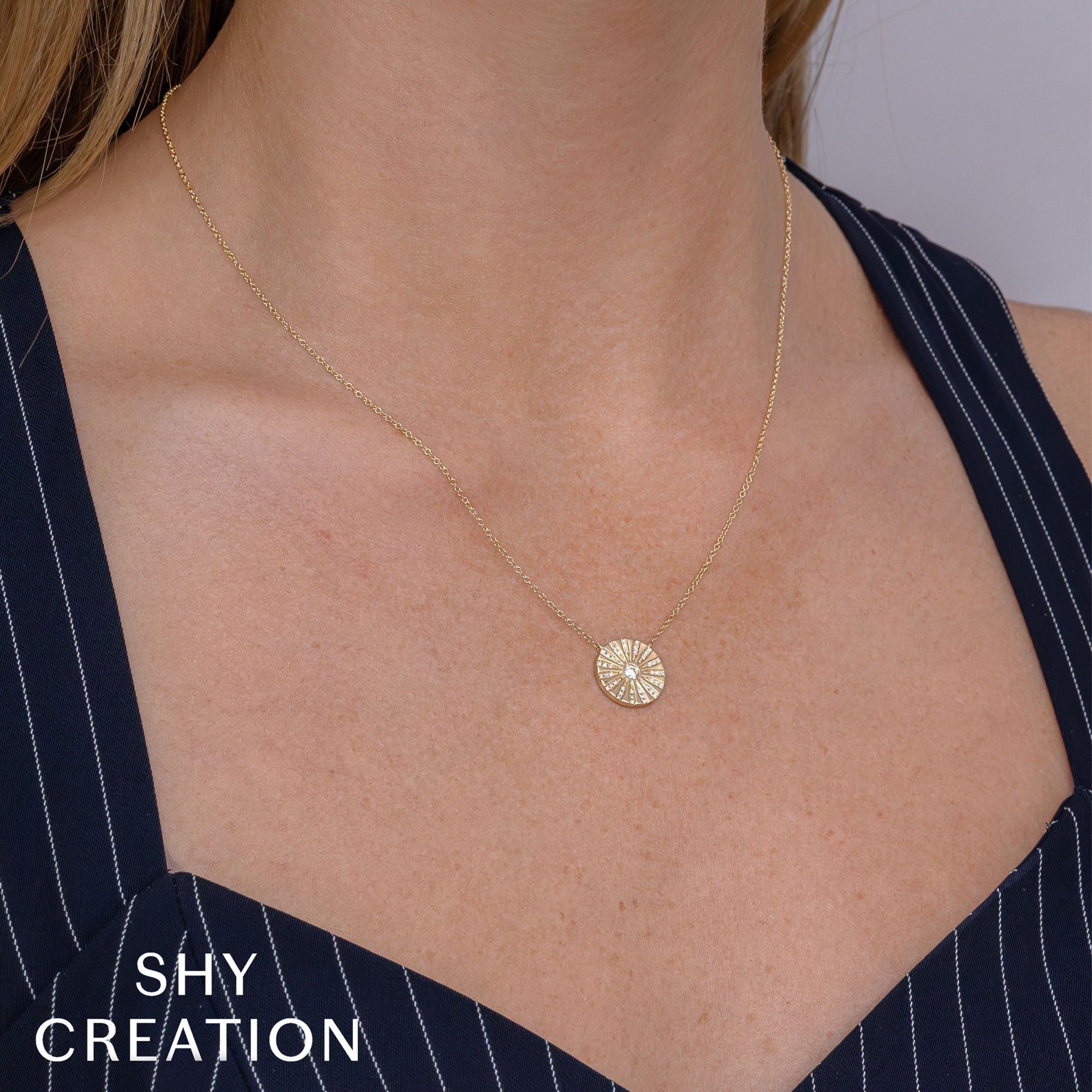 0.20CT 14K Y/G DIAMOND CIRCLE NECKLACE