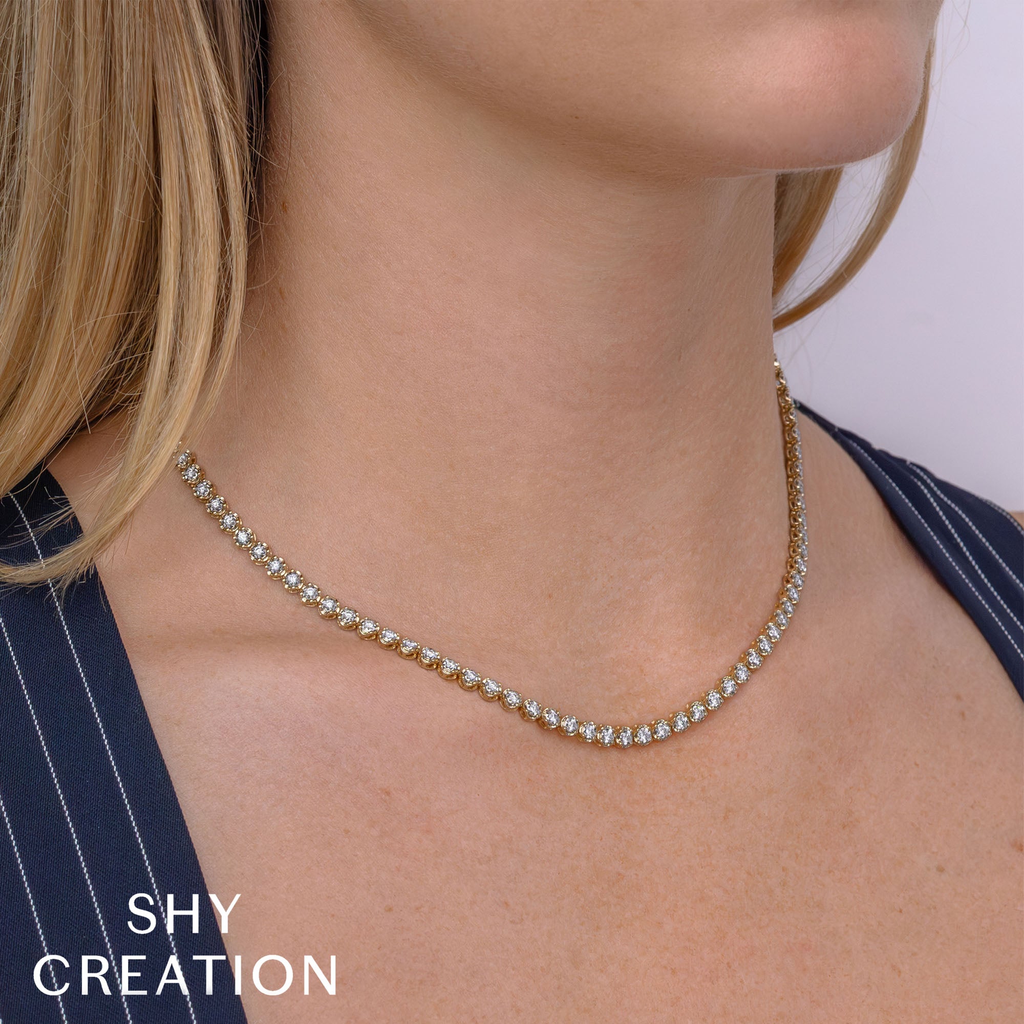 1.93CT 14K Y/G DIAMOND TENNIS NECKLACE