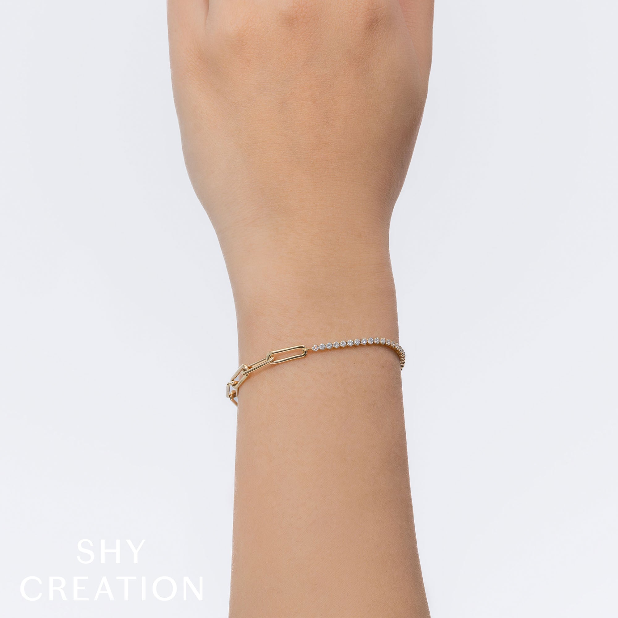 0.66CT 14K Y/G DIAMOND PAPER CLIP LINK BRACELET