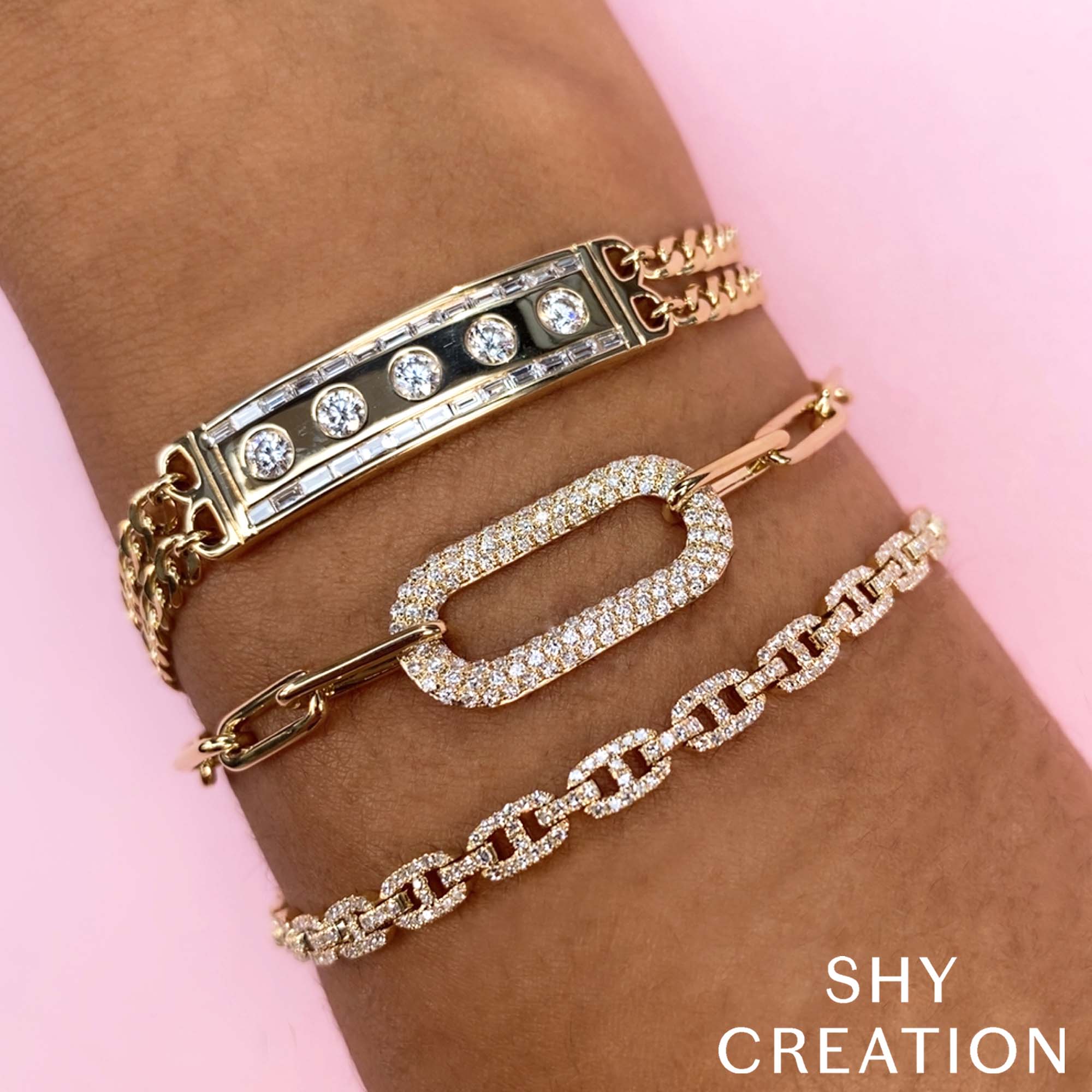 0.55CT 14K W/G DIAMOND PAVE PAPER CLIP LINK BRACELET