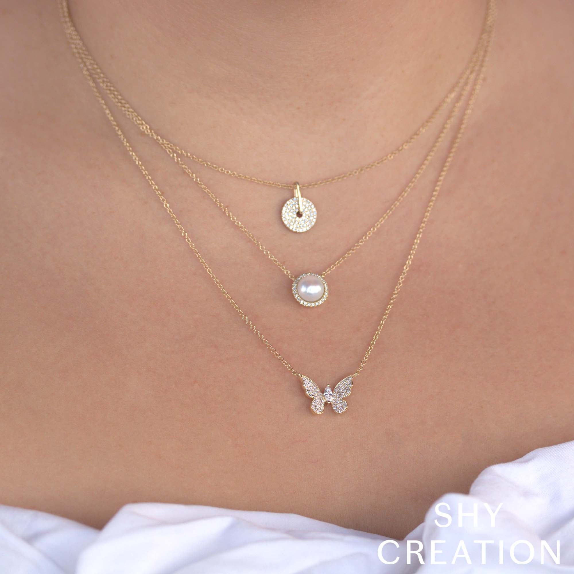 0.23CT 14K Y/G DIAMOND MARQUISE BUTTERFLY NECKLACE