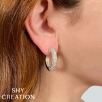 3.94CT 14K Y/G DIAMOND PAVE HOOP EARRING