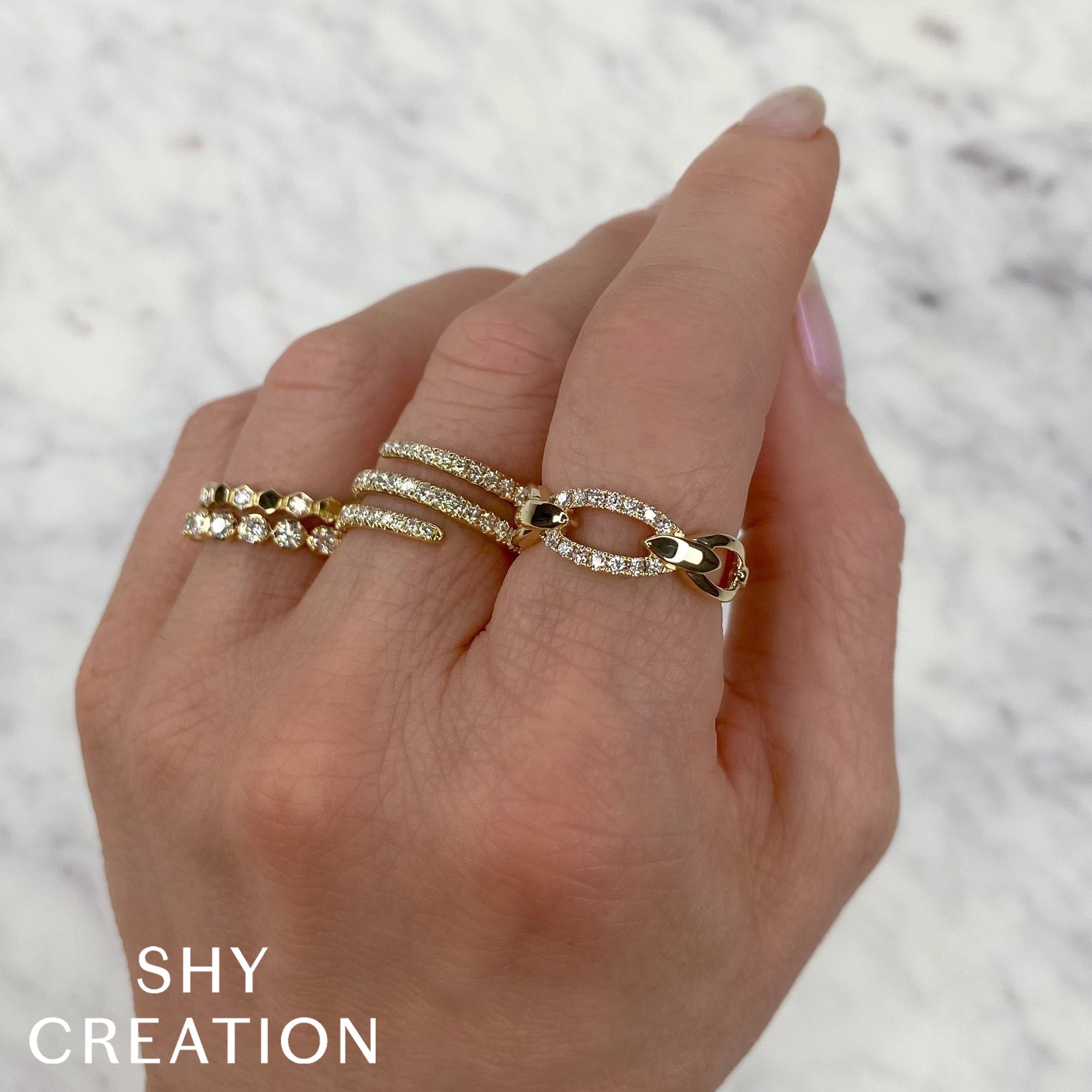0.17CT 14K Y/G DIAMOND LINK RING