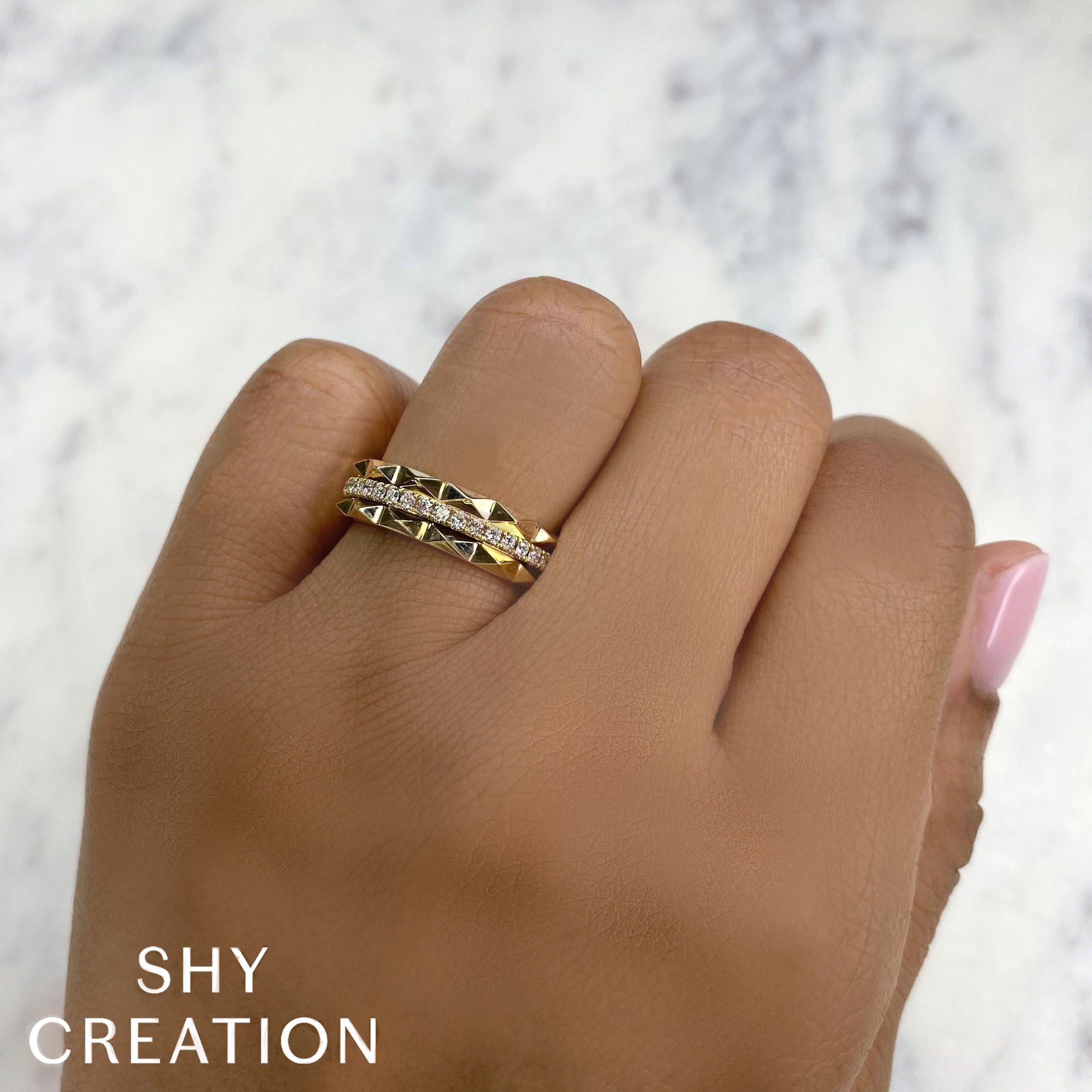 0.26CT 14K Y/G DIAMOND LADYS BAND