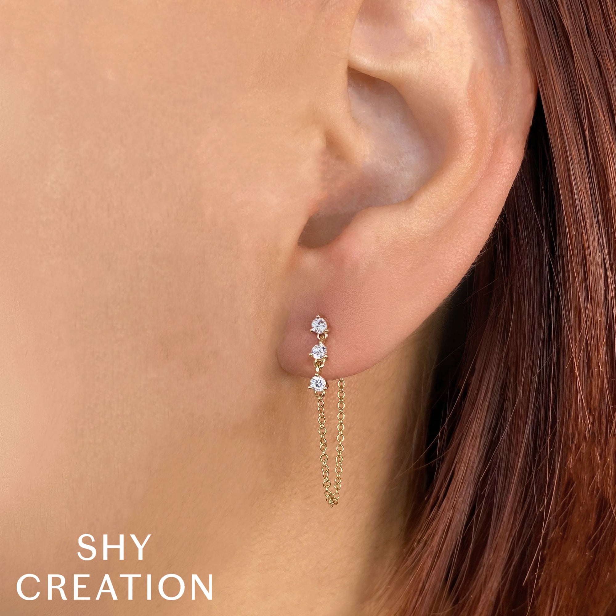 0.29CT 14K Y/G DIAMOND CHAIN EARRING