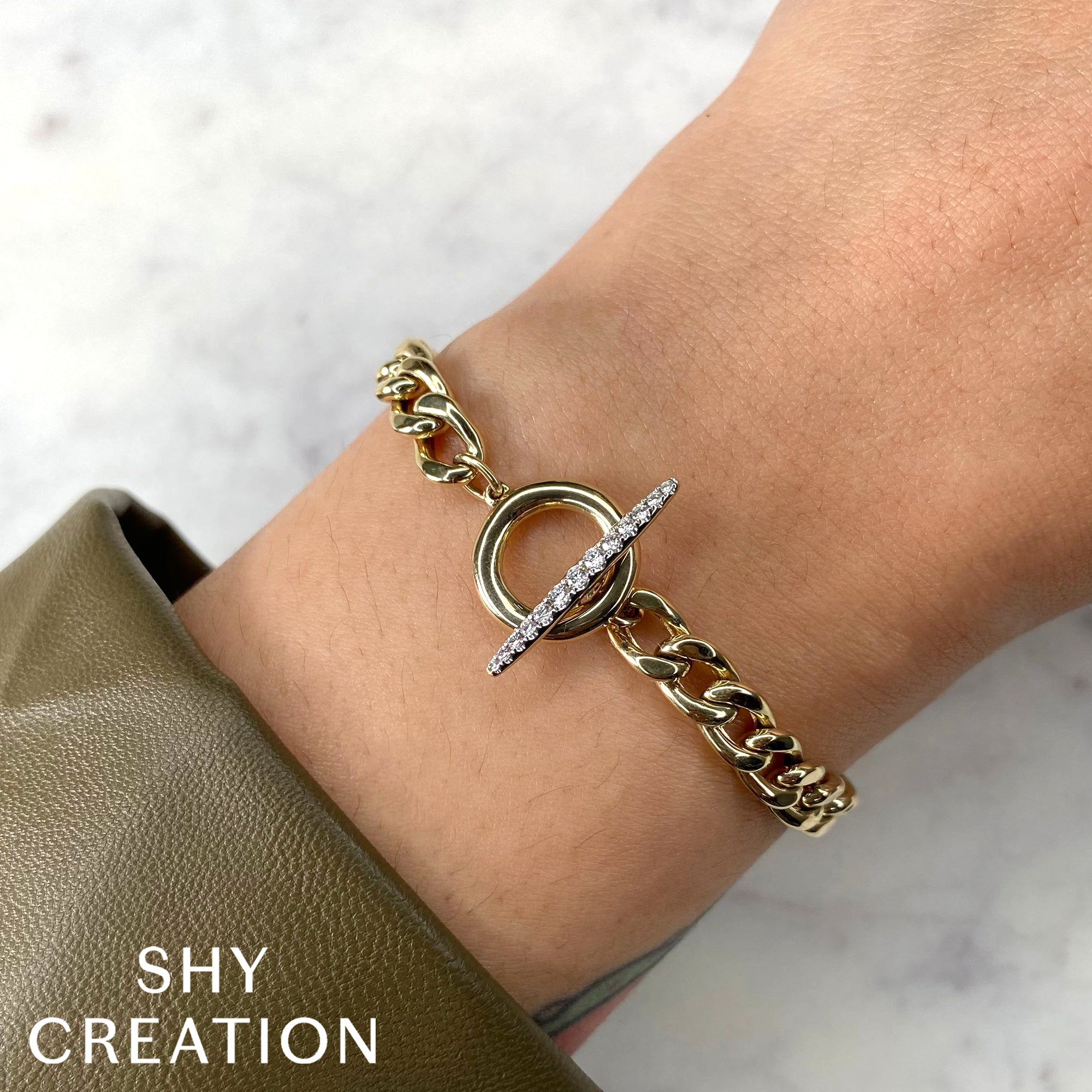 0.17CT 14K Y/G DIAMOND LINK BRACELET