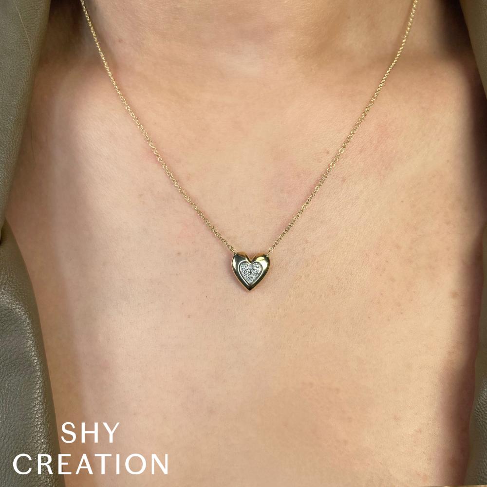 0.04CT 14K Y/G DIAMOND PAVE HEART NECKLACE