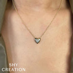 0.04CT 14K Y/G DIAMOND PAVE HEART NECKLACE