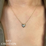 0.04CT 14K Y/G DIAMOND PAVE HEART NECKLACE