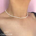 14K Y/G CULTURED PEARL TENNIS NECKLACE
