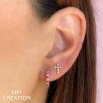 0.07CT 14K Y/G DIAMOND BEZEL CROSS STUD EARRING