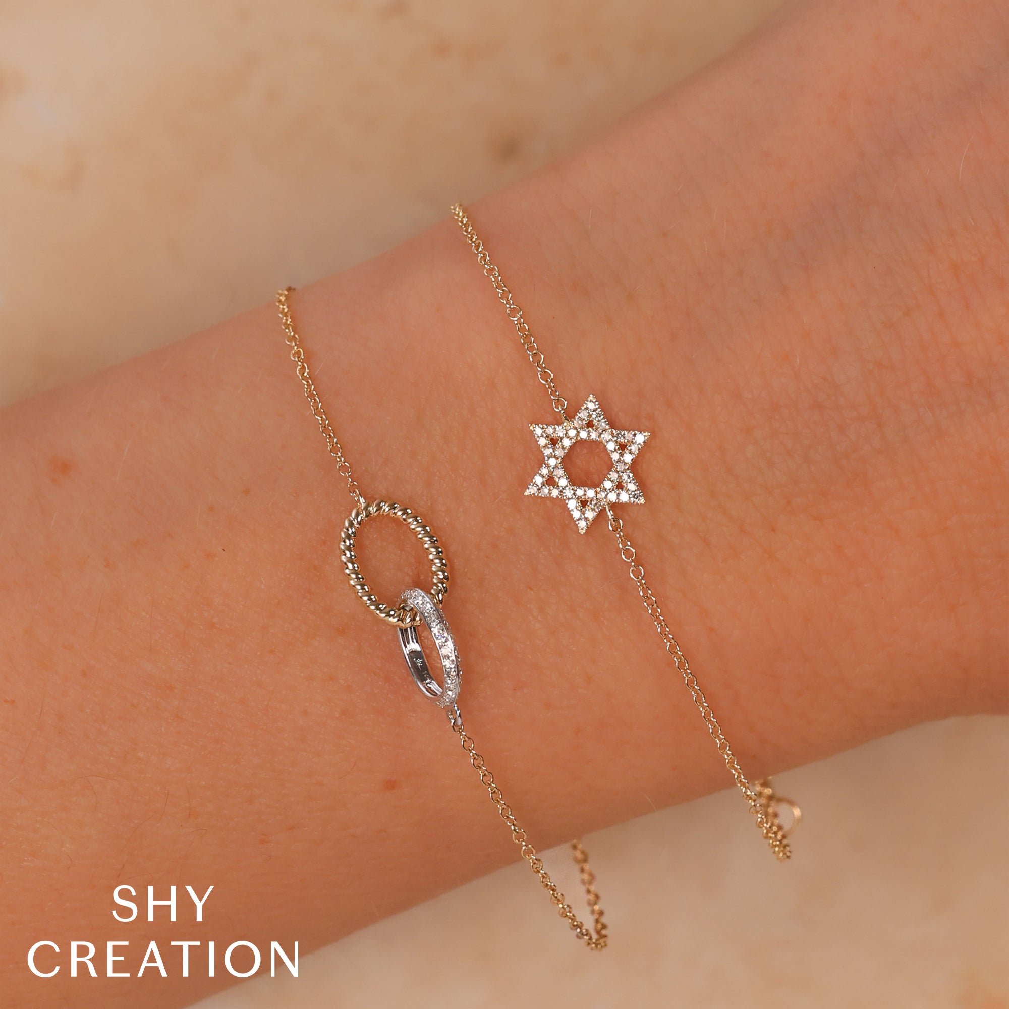0.11CT 14K W/G DIAMOND STAR OF DAVID BRACELET