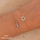 0.11CT 14K Y/G DIAMOND STAR OF DAVID BRACELET