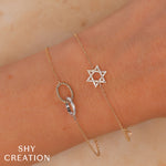 0.11CT 14K Y/G DIAMOND STAR OF DAVID BRACELET