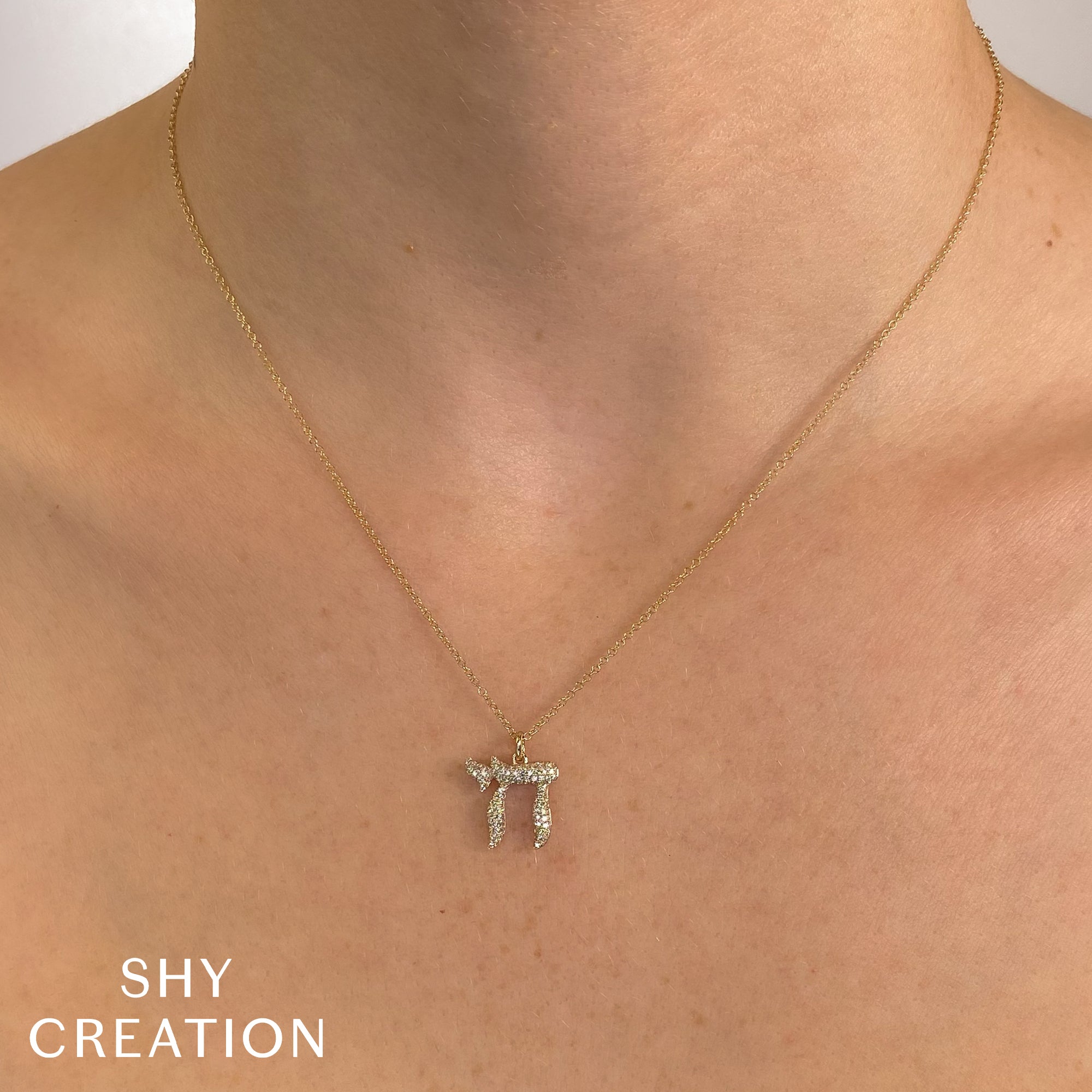 0.30CT 14K Y/G DIAMOND CHAI NECKLACE