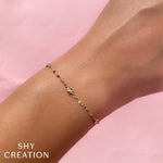 0.10CT 14K Y/G 7"" DIAMONDS BY THE YARD SPARKLE CHAIN BRACELET