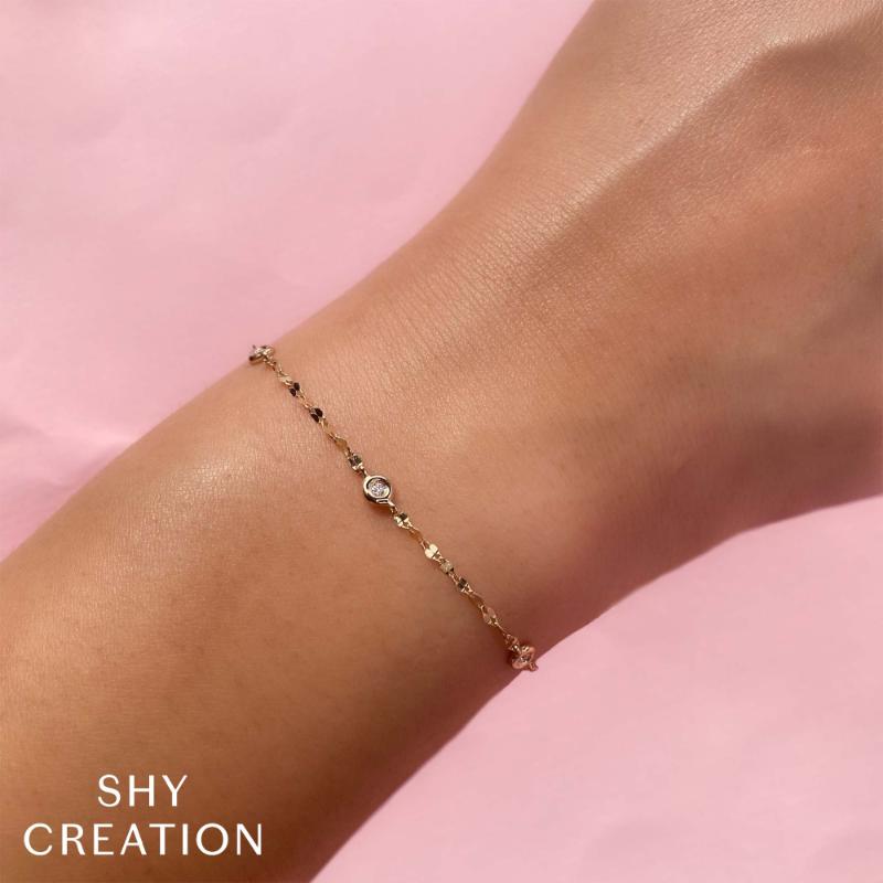 0.10CT 14K Y/G 7"" DIAMONDS BY THE YARD SPARKLE CHAIN BRACELET