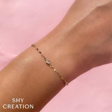 0.10CT 14K Y/G 7"" DIAMONDS BY THE YARD SPARKLE CHAIN BRACELET