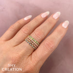0.10CT DIAMOND & 0.10CT EMERALD 14K Y/G LADYS BAND