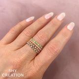 0.10CT DIAMOND & 0.10CT EMERALD 14K W/G LADYS BAND