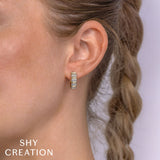 0.17CT 14K Y/G DIAMOND RIBBED HOOP EARRING