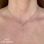 0.06CT 14K Y/G DIAMOND CROSS SPARKLE CHAIN NECKLACE