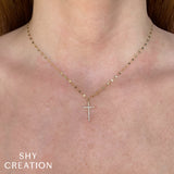 0.06CT 14K Y/G DIAMOND CROSS SPARKLE CHAIN NECKLACE