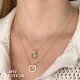 0.07CT 14K Y/G DIAMOND CIRCLE NECKLACE