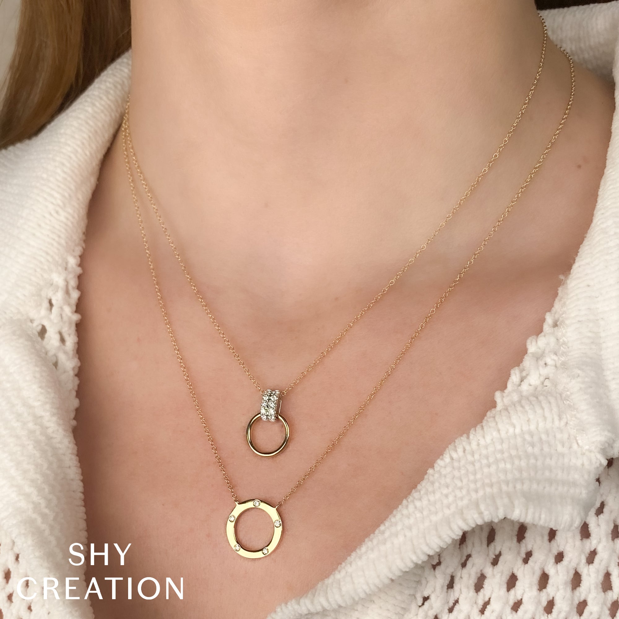 0.07CT 14K Y/G DIAMOND CIRCLE NECKLACE