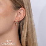 0.24CT 14K Y/G DIAMOND GEO CUT HOOP EARRING