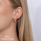 0.24CT 14K Y/G DIAMOND GEO CUT HOOP EARRING