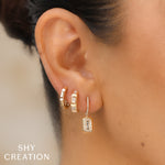 14K Y/G OCTAGON GEO CUT HUGGIE EARRING