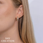 0.39CT 14K Y/G DIAMOND BAGUETTE OCTAGON HOOP EARRING