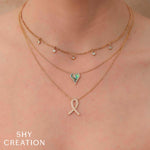 0.20CT 14K Y/G DIAMOND BEZEL FACETED BALL CHAIN NECKLACE
