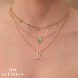 0.20CT 14K Y/G DIAMOND BEZEL FACETED BALL CHAIN NECKLACE