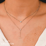 0.20CT 14K Y/G DIAMOND EMERALD SPARKLE CHAIN NECKLACE