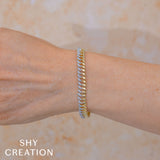 0.88CT 14K Y/G DIAMOND LINK BRACELET
