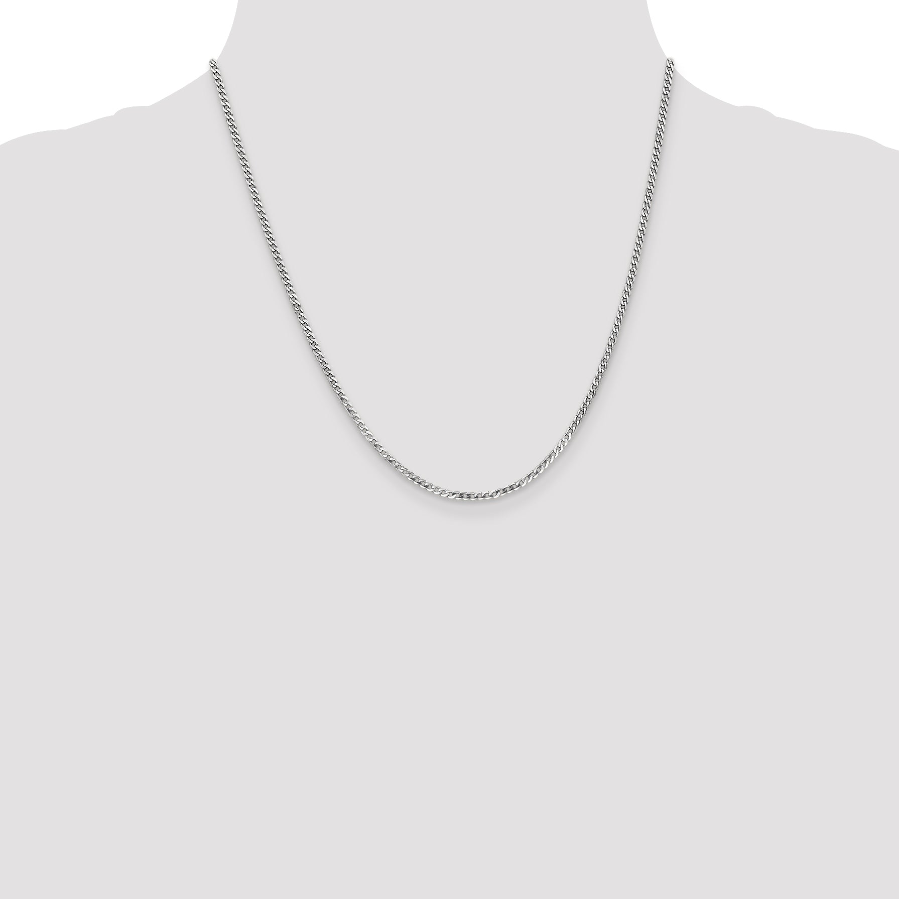 14k White Gold 2.2mm Flat Beveled Curb Chain