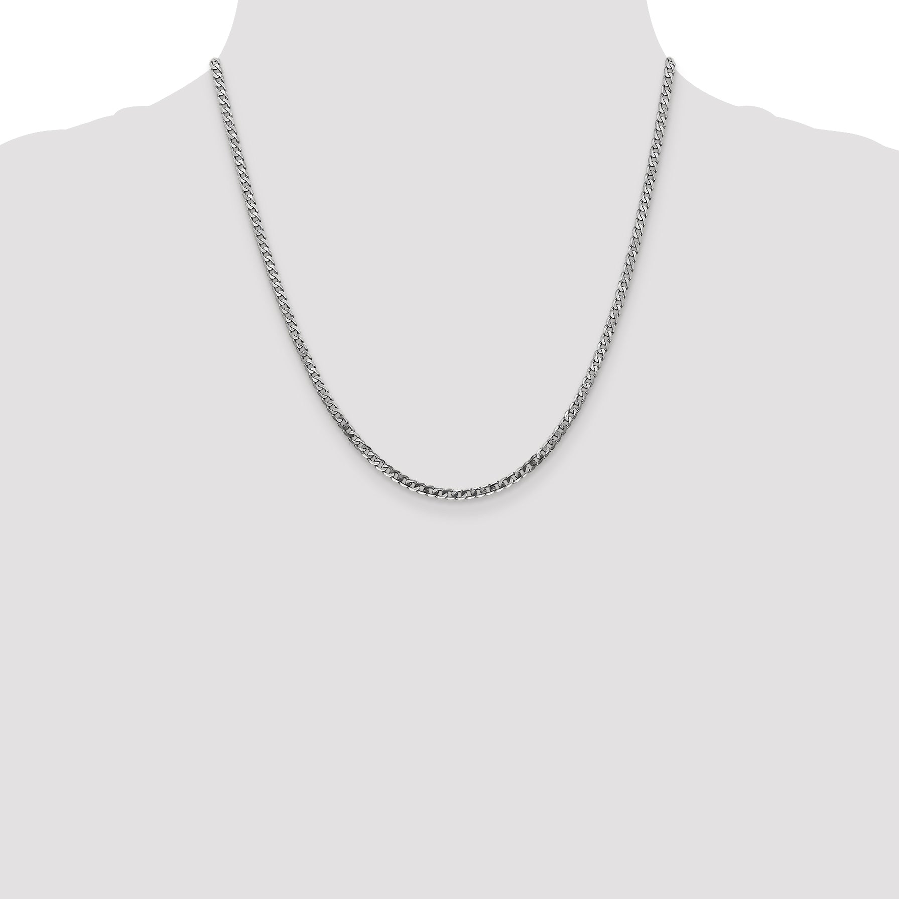 14k White Gold 2.9mm Flat Beveled Curb Chain