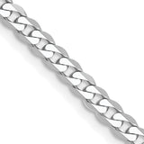 14k White Gold 2.9mm Flat Beveled Curb Chain