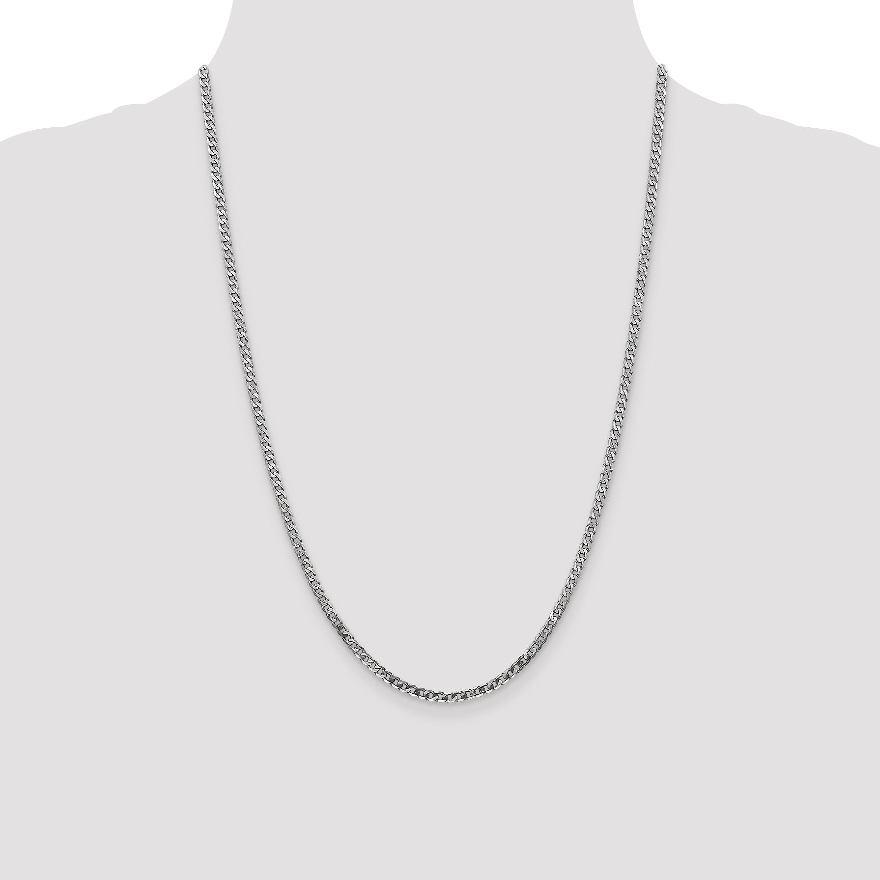 14k White Gold 2.9mm Flat Beveled Curb Chain