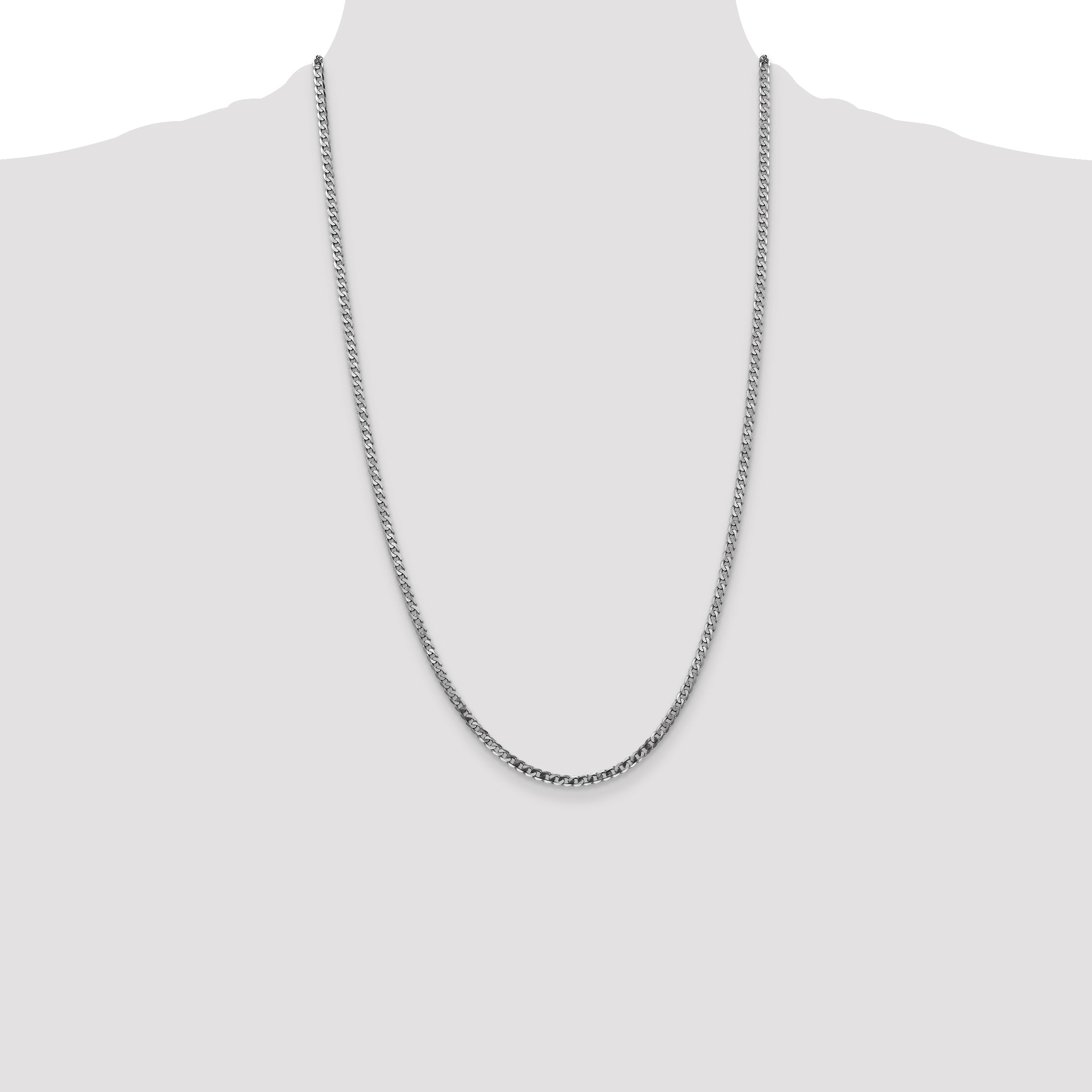14k White Gold 2.9mm Flat Beveled Curb Chain